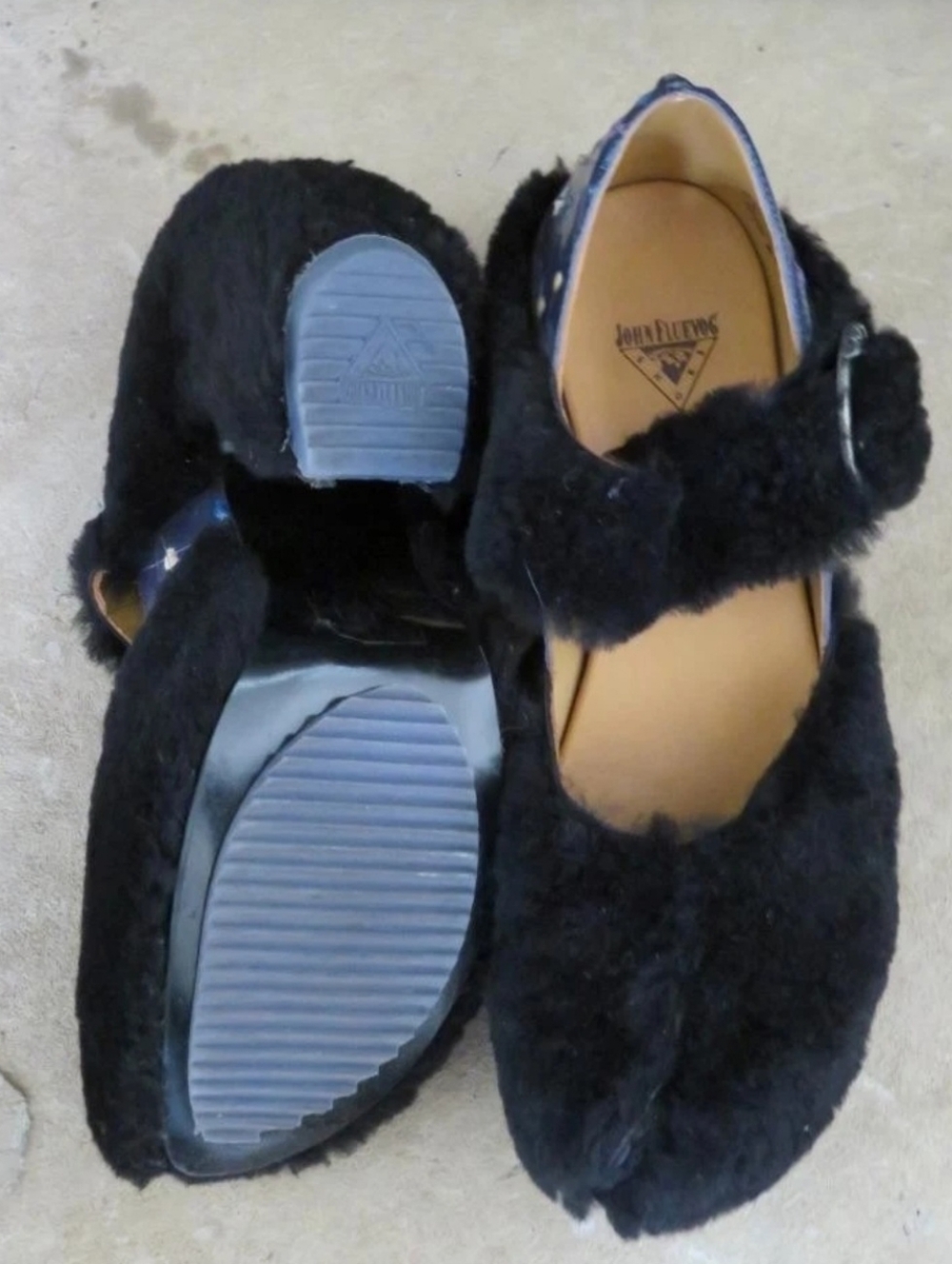 John Fluevog "Prepare Leader" Black Fuzzy Mary Jane Heels 9.5 - Picture 5 of 8